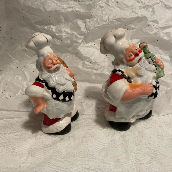 Vintage Santa Chef Salt & Pepper Shakers Ceramic - Picture 3 of 10